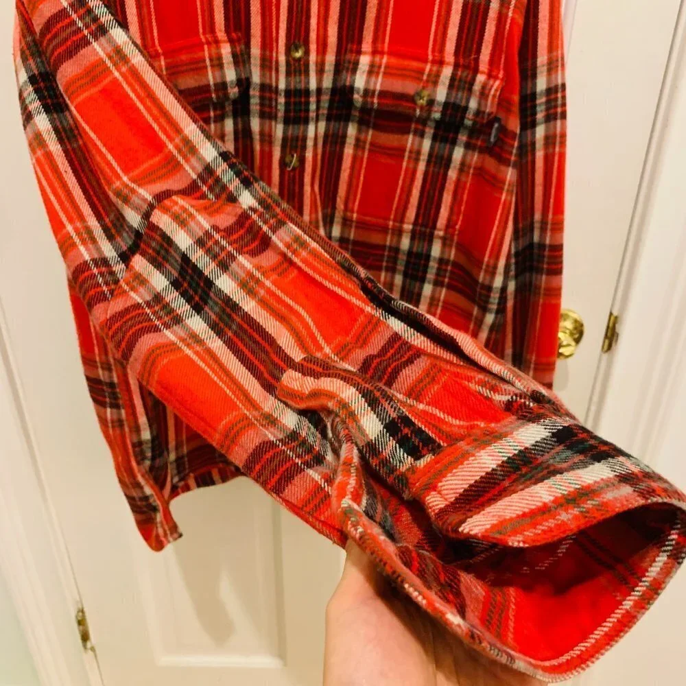 Vintage Woolrich Flannel Men's Thick Work Shirt Size Large Heavy Chamois Work - Picture 8 of 10